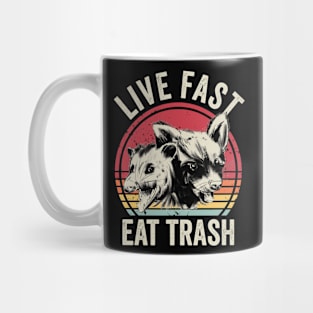 Live Fast Eat Trash Opossum Raccoon Mug